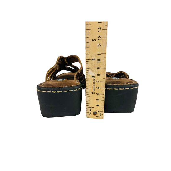 3326 Dr Scholls Weaved Leather Sandals Women 7 Brown Y2K Grunge Normcore Vintage - Picture 6 of 6